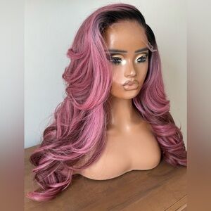 Blush Pink and Brown - 100% Raw Human Hair Wig - HD Lace